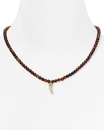 Michael Kors‎ Tortoise beads Pave horn necklace 